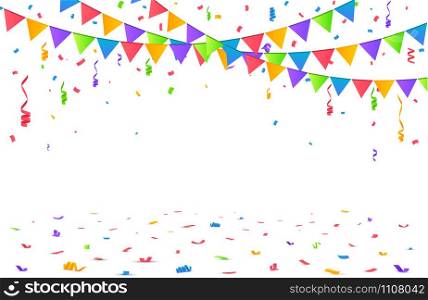 Color Confetti Isolated On White Background. Celebrate Vector Illustration. Confetti Vector Background