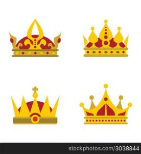 Color crown icons on white background. Color crown icons on white background for queen and prince. Vector illustration