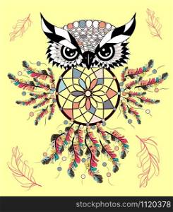 Color cute decorative ornamental Owl fall in love, doodle. Color cute decorative ornamental Owl fall in love, doodle.