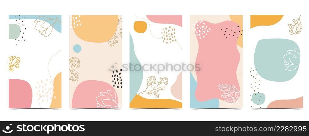 Color design background for social media with flower, leaf,shape