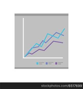 Color Diagram on Gray Background. Colour diagram on gray background. Diagram icon in flat. Concept of online business, commerce statistics, business analysis, information. Isolated object on gray background. Vector illustration.