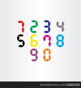 color digital stylized numbers from 0 to 9