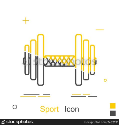 Color dumbbell in a linear style. Line icon. Isolated on white background. Vector illustration.