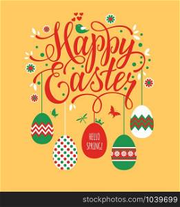 Color Easter eggs for Your design for spring celebration. Hand drawn lettering. Easter eggs for Your design