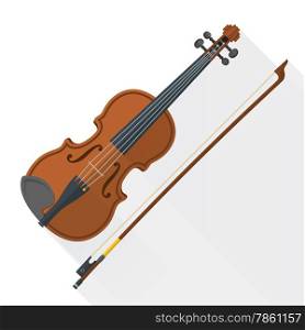 color flat style vector violin fiddle bow on white background &#xA;