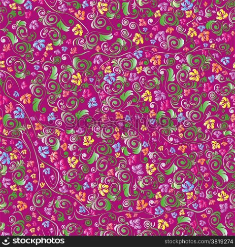 Color floral seamless pattern, hand drawing vector illustration