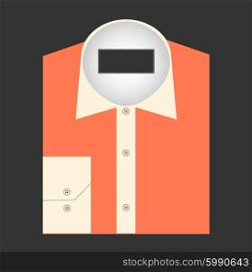Color folded shirt with badge design concept.. Color folded shirt with badge design concept