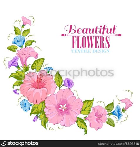 Color garland of flowers. Vector illustration.