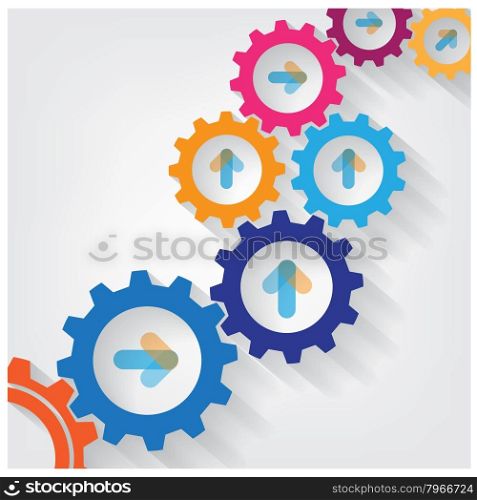 Color Gears Infographics Number Options Banner background. Vector illustration