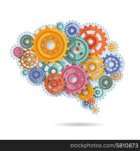 Color Gears Of Brain. Various flat style color gears in shape of brain concept vector illustration