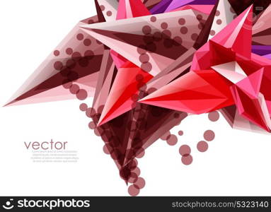 Color glass crystals on white background, geometric abstract composition with glass gemstones and copyspace, background template. Vector color glass crystals on white background, geometric abstract composition with glass gemstones and copyspace, background template