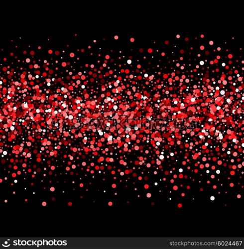 Color glitter background. Color sparkles on black background. Red glitter background.