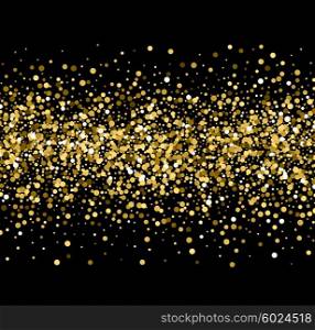Color glitter background. Gold sparkles on black background. Gold glitter background.