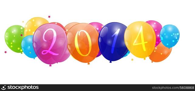 Color glossy balloons 2014 new year background vector illustration