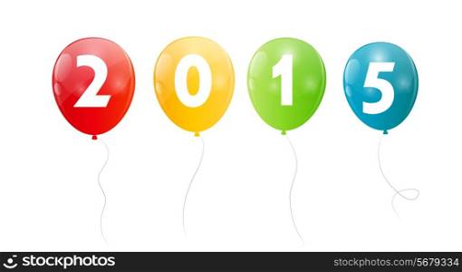 Color Glossy Balloons 2015 New Year Background Vector Illustration