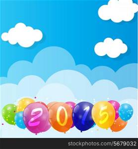Color Glossy Balloons 2015 New Year Background Vector Illustration. EPS10