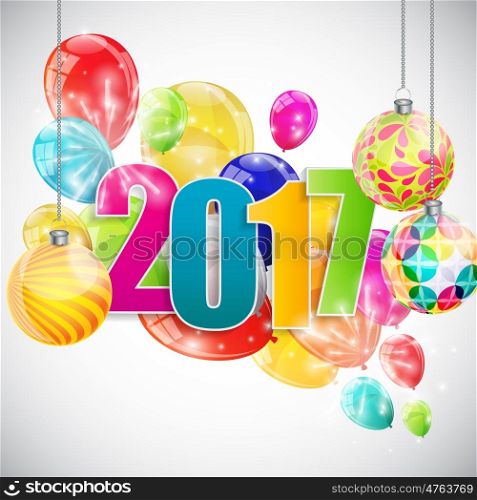 Color Glossy Balloons 2017 New Year Background Vector Illustration eps10. Color Glossy Balloons 2017 New Year Background Vector Illustrat