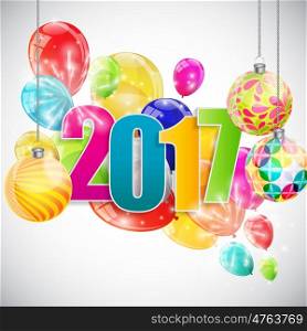 Color Glossy Balloons 2017 New Year Background Vector Illustration eps10. Color Glossy Balloons 2017 New Year Background Vector Illustrat