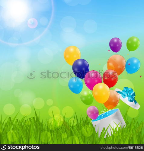 Color Glossy Balloons Birthday Card Background Vector Illustration