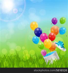 Color Glossy Balloons Birthday Card Background Vector Illustration