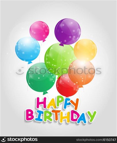 Color Glossy Balloons Happy Birthday Background Vector Illustration EPS10. Color Glossy Balloons Happy Birthday Background Vector Illustrat