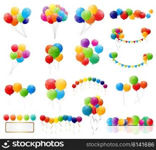 Color Glossy Balloons Mega Set Vector Illustration. EPS10