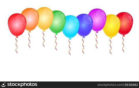 Color glossy balloons on white. Vector illustration