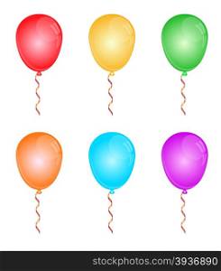 Color glossy balloons on white. Vector illustration