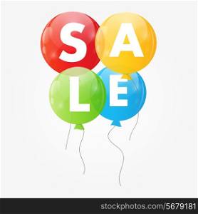 Color Glossy Balloons Sale Concept of Discount. Vector Illustration.