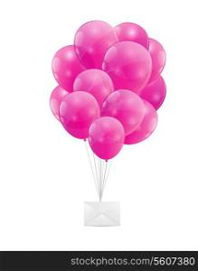 Color Glossy Balloons with Envelope Vector Illustration