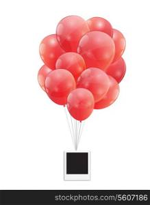 Color Glossy Balloons with Instant Photo Background Vector Illustration