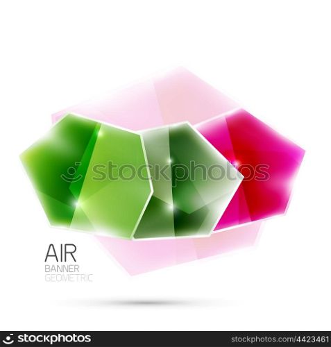 Color glossy geometric plates. Color glossy geometric plates on white. Abstract background template