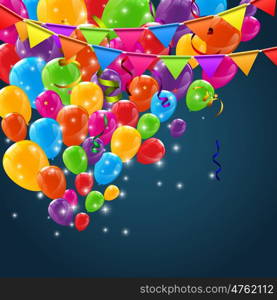 Color Glossy Happy Birthday Balloons Banner Background Vector Illustration. Color Glossy Happy Birthday Balloons Banner Background