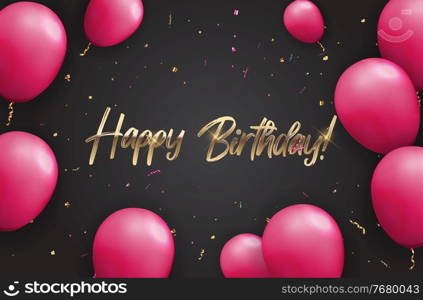 Color Glossy Happy Birthday Balloons Banner Background Vector Illustration.. Color Glossy Happy Birthday Balloons Banner Background Vector Illustration EPS10