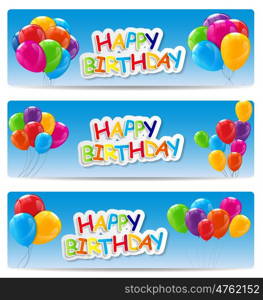 Color Glossy Happy Birthday Balloons Banner Background Vector Illustration EPS10. Color Glossy Happy Birthday Balloons Banner Background Vector Il