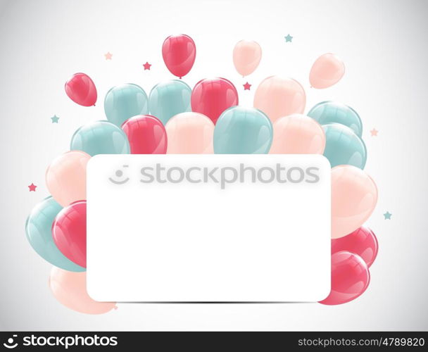 Color Glossy Happy Birthday Balloons Banner Background Vector Illustration EPS10. Color Glossy Happy Birthday Balloons Banner Background Vector Il