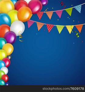 Color Glossy Happy Birthday Balloons Banner Background Vector Illustration EPS10. Color Glossy Happy Birthday Balloons Banner Background Vector Illustration