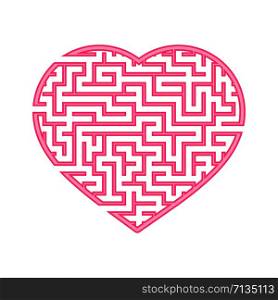 Color heart shaped labyrinth. Game for kids and adults. Find the right path. Puzzle for children. Labyrinth conundrum. Flat vector illustration isolated on white background. Color heart shaped labyrinth. Game for kids and adults. Find the right path. Puzzle for children. Labyrinth conundrum. Flat vector illustration isolated on white background.