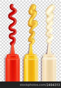 Color icons depicting sauce bottle with strips of seasoning vector iluustration. Set Of Sauce Bottle