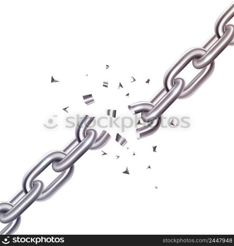 Color illustration depicting broken metal chain with iron pieces vector illustration. Broken Chain Illustration