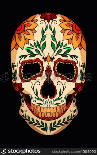 Color illustration of a sugar skull. The Feast of the Day of the Dead. Vector element for your creativity. Color illustration of a sugar skull. The Feast of the Day of the Dead.