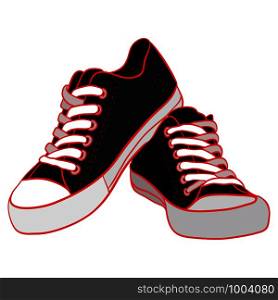 Color illustration of black sneakers. Vector element for your creativity. Color illustration of black sneakers.