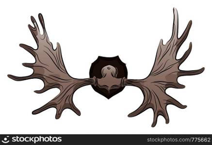 Color illustration of moose antlers. Trophy. Vector element for your creativity. Color illustration of moose antlers. Trophy.