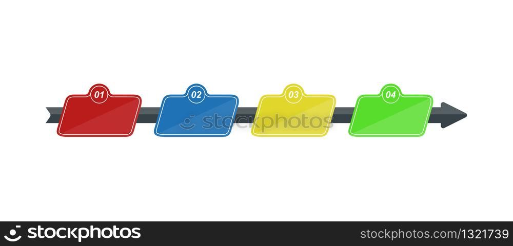 Color infographic for 4 steps, stage or level to illustrate a business plan, reporting, development concept. Simple design, stock vector illustration.