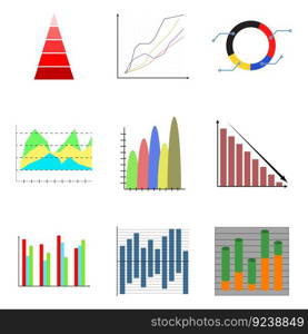 Color infographic set for report marketing, diagram, colored for business, vector illustration. Color infographic set