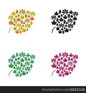 Color leaves illustration.. Color leaves concept. Icons of leaves in flat style.