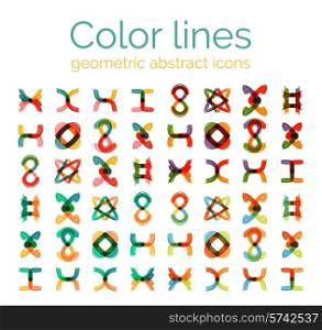 Color line design abstract icons, collection. Logo, business symbols