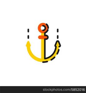 Color line icon for flat design. Anchor. Color line icon for flat design isolated on white. Anchor