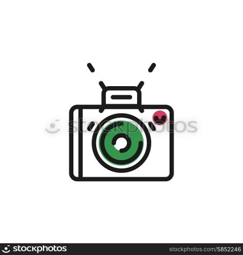 Color line icon for flat design isolated on white. Camera, photo