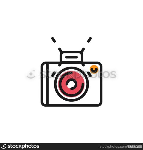 Color line icon for flat design isolated on white. Camera, photo
